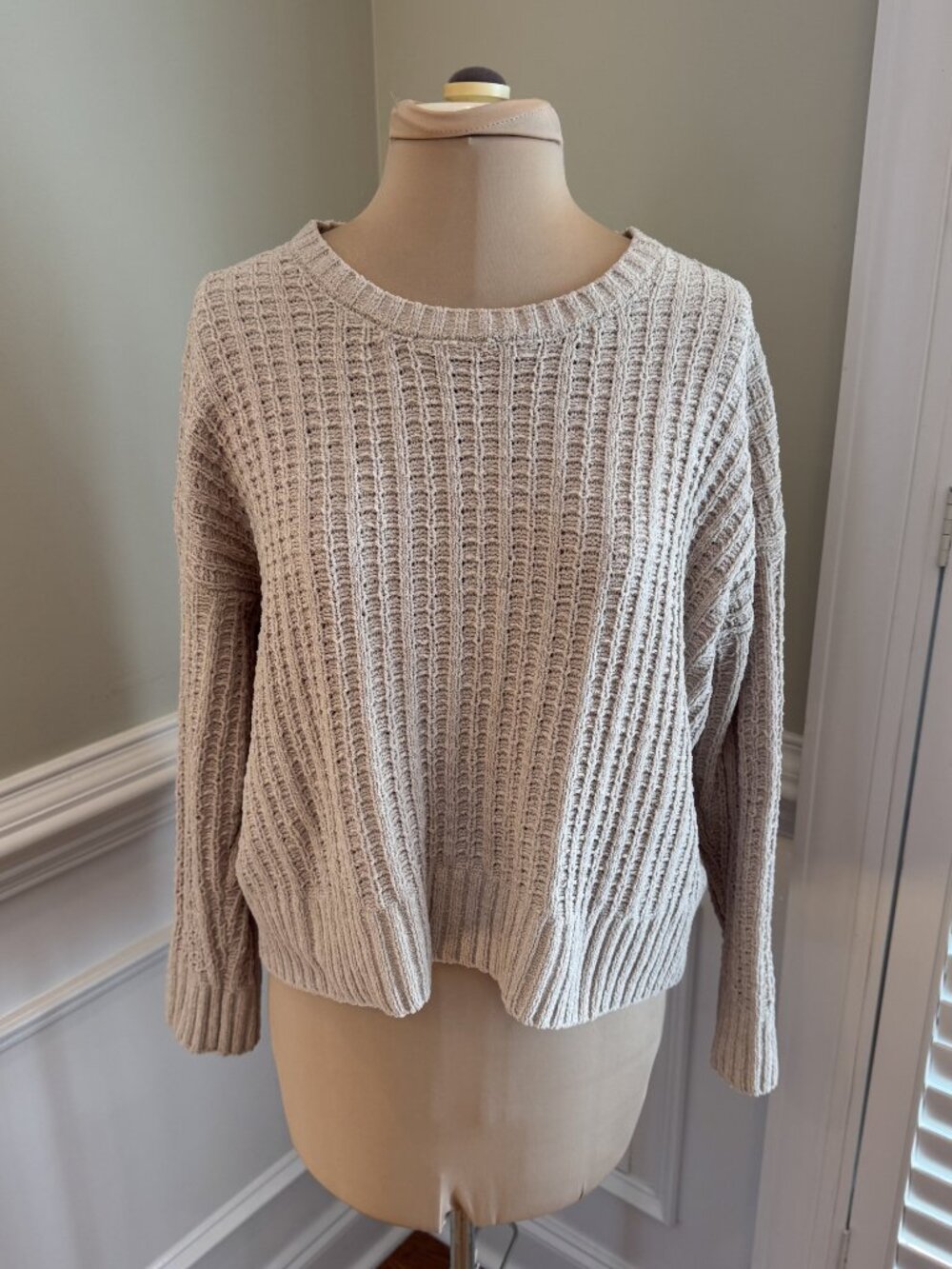 Pink Rose Tan Crisscross Back Sweater - Size M